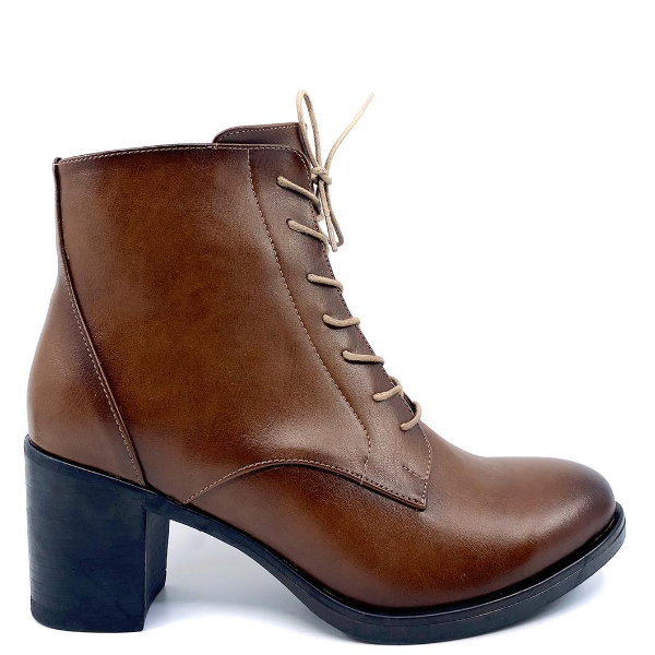 Combat booties with stacked heel