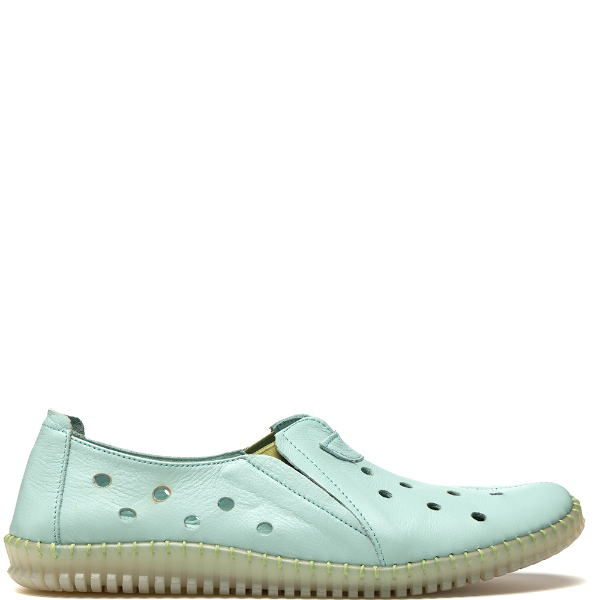 Polka dot perforated slip-ons