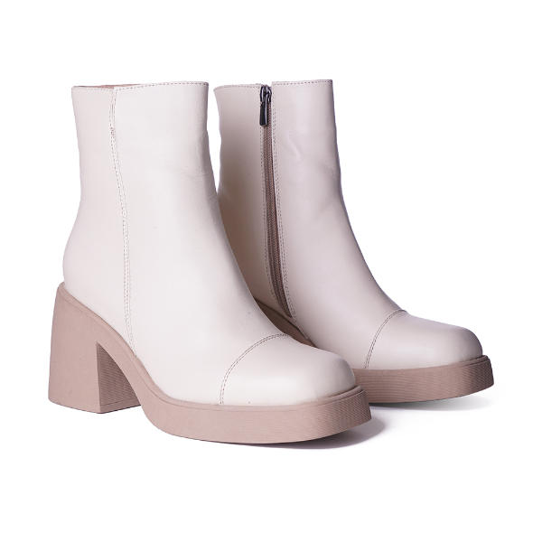 Square toe platform ankle boots with cap toe