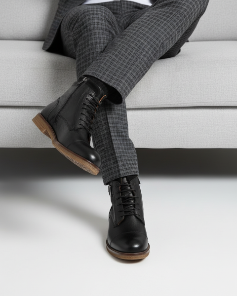 black boots with genuine fur