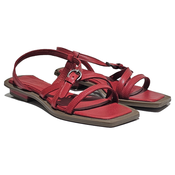 Square toe dress sandal with low block heel